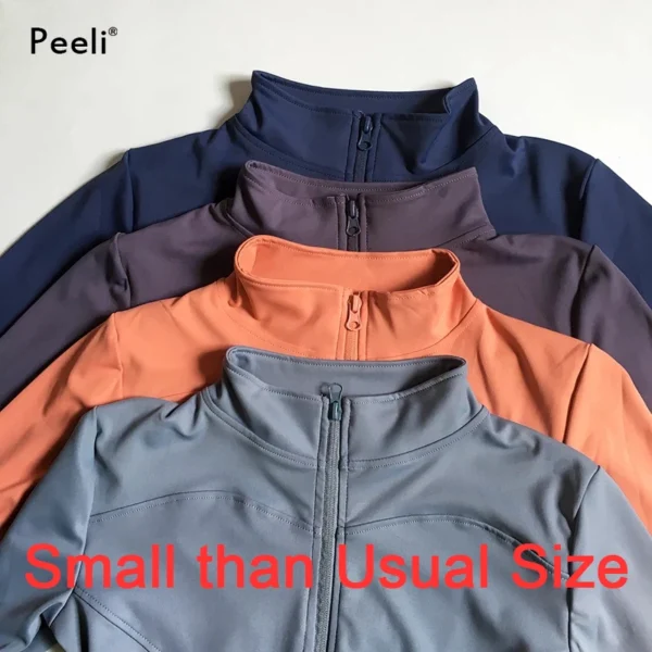 Peeli Long Sleeve Sports Jacket Women Zip Fitness Yoga Shirt Winter Warm Gym Top Activewear Running Coats Workout Clothes Woman - Image 6