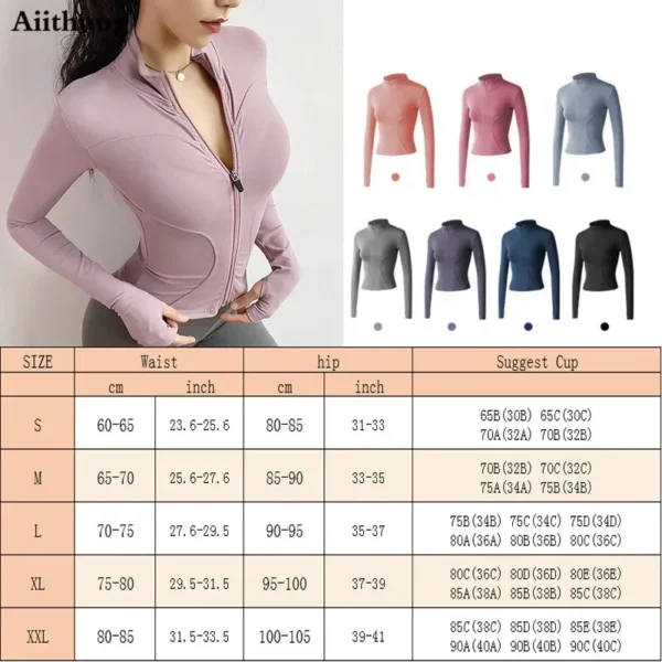 Aiithuug Slim Fit Lightweight Jackets With Thumb Holes Women's Full Zip-up Yoga Sports Running Jacket For Workout - Image 6