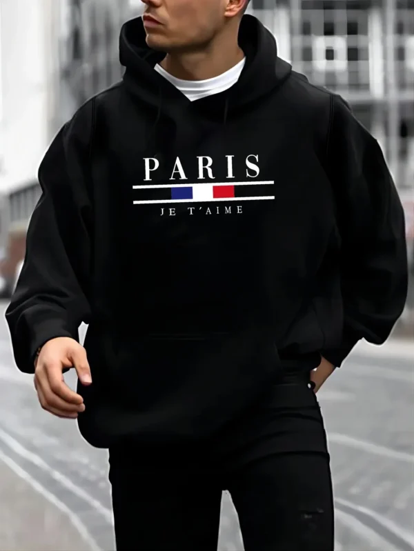 Men's kangaroo pocket long sleeved hooded sweatshirt smiling street sports style casual fashion autumn and winter new - Image 2