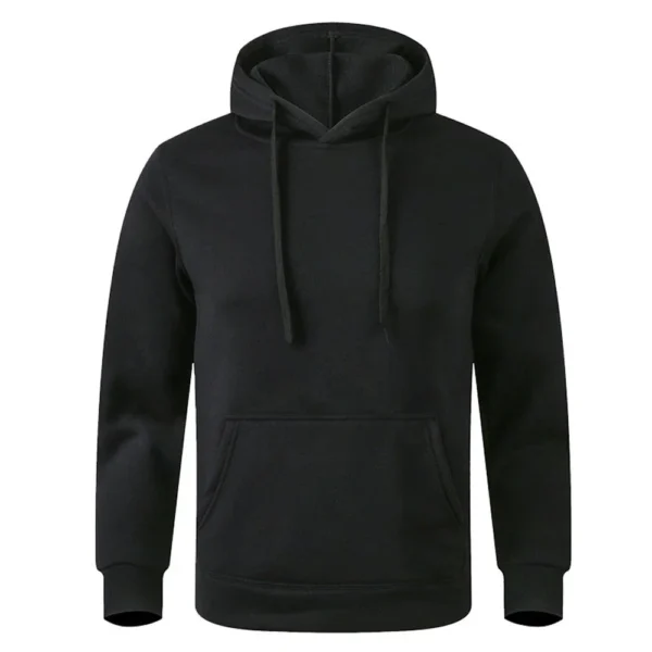 Men's Fleece Hoodies Streetwear Long Sleeve Sweatshirts Solid Color Casual Hooded Pullover Male Oversized Sportwear Hoodie - Image 2