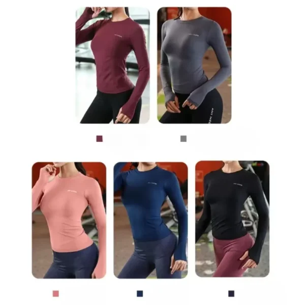 Long Sleeve Yoga Shirt Top Women's Tight Fitness Wear Gym Clothes Sports Blouses Exercise Running Training T-shirt Spring Autumn - Image 6