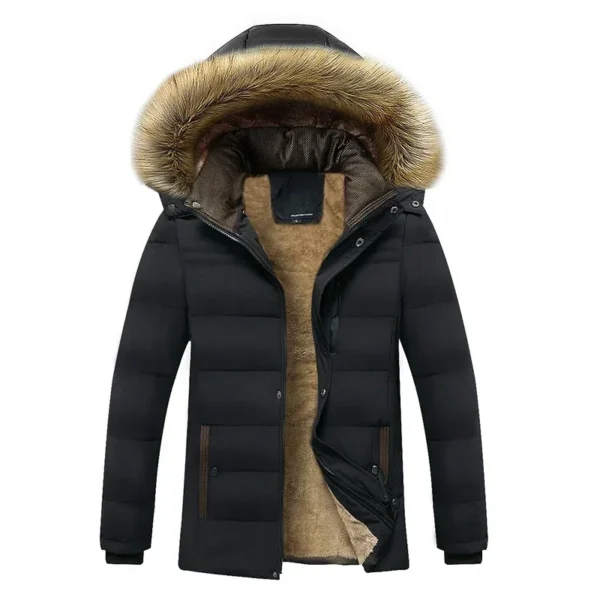 2024 Winter New Warm Thick Fleece Parkas Men Waterproof Hooded Fur Collar Parka Jacket Coat Men Autumn Fashion Casual Parkas Men - Image 2