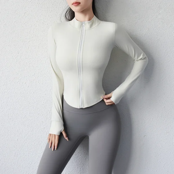 2024 New yoga coat short sports jacket women's fitness clothes slimming body sculpting zipper yoga jacket - Image 3