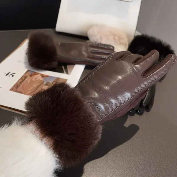 Luxury Women's PU Leather Gloves for Cold Weather Winter Warm Gloves with Soft Faux Fur Trim Cuff Thermal Lining Party Gloves - Image 3