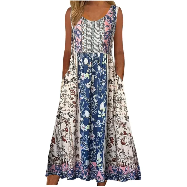 Europe and the United States 2024 spring and summer new print sleeveless pullover dress women casual plus-size dress - Image 3