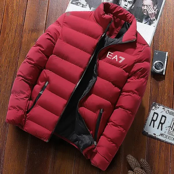 2024 Men's jacket winter padded jacket, medium and young size light thin short flip collar flying suit warm