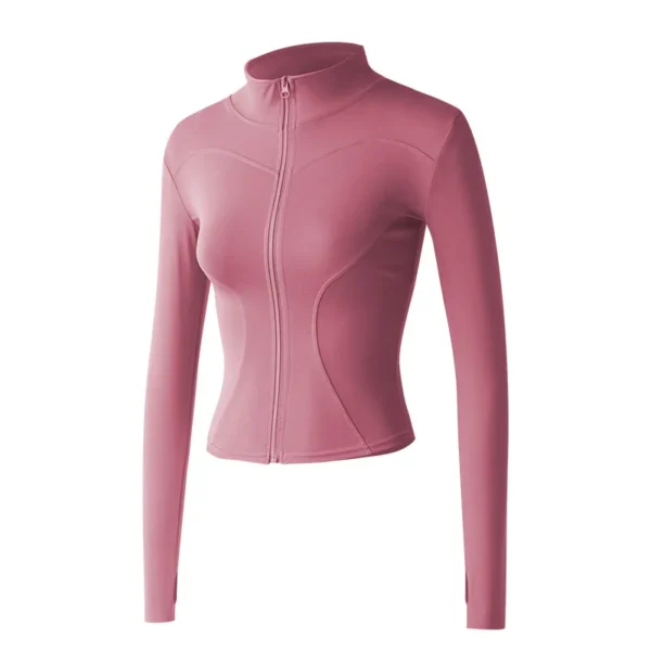 Long Sleeve Sports Jacket Women Zip Fitness Yoga Shirt Winter Warm Gym Top Activewear Running Coats Workout Clothes For Cycling - Image 4