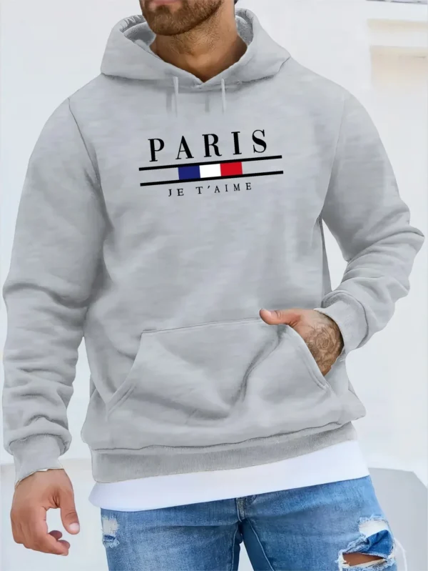 Men's kangaroo pocket long sleeved hooded sweatshirt smiling street sports style casual fashion autumn and winter new - Image 5