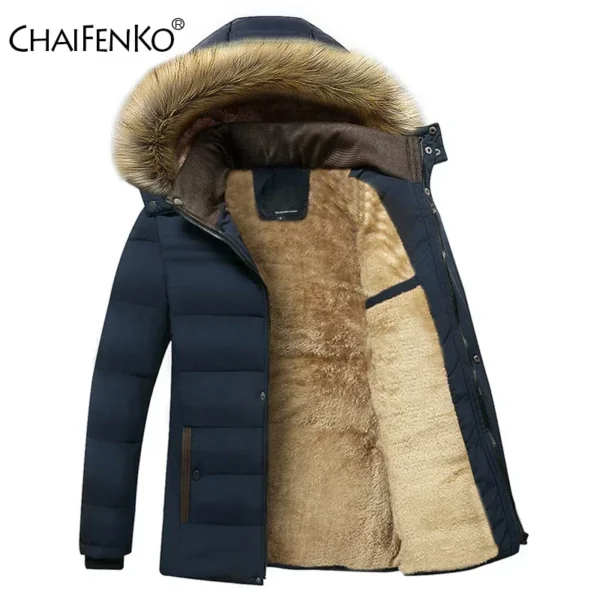 2024 Winter New Warm Thick Fleece Parkas Men Waterproof Hooded Fur Collar Parka Jacket Coat Men Autumn Fashion Casual Parkas Men