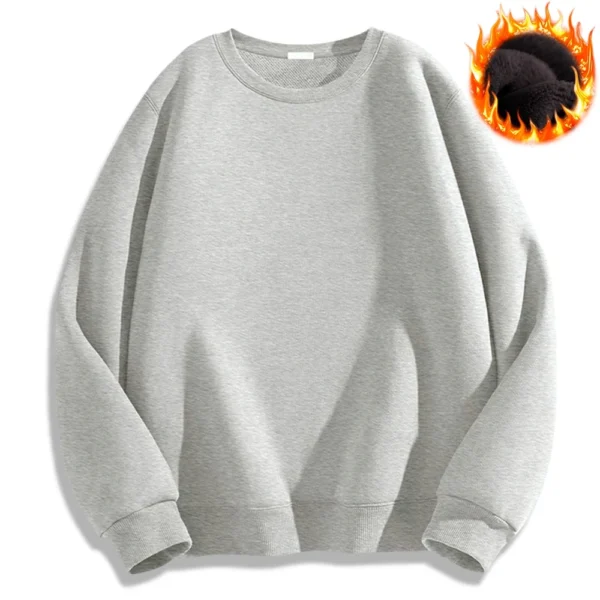 Solid Color Hoodies Versatile Simplicity Sweatshirt Round Neck Hoodie Autumn Winter Warm Pullover Unisex Tops Mens Clothing