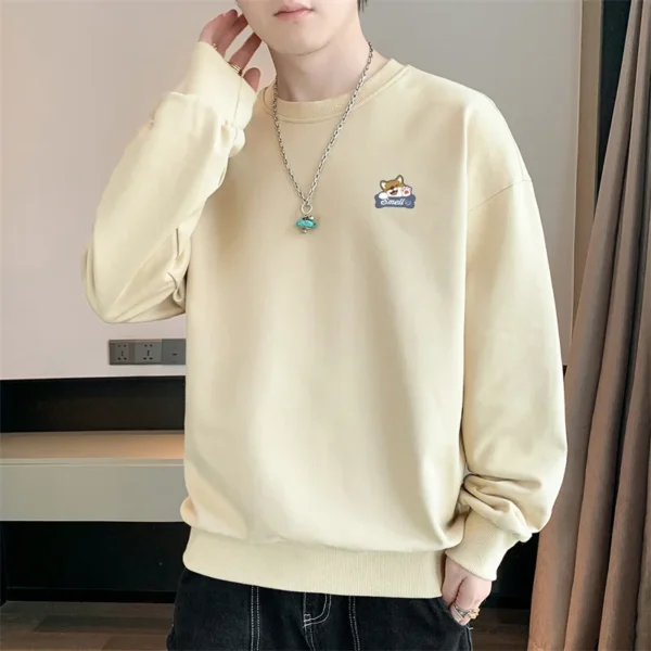 New Autumn and Spring Long sleeved T-shirt for Men's Sweater Underlay Shirt for Men's Round Neck Pullover Sweater for Men - Image 5