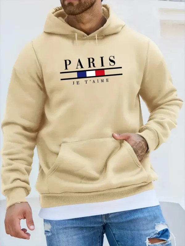 Men's kangaroo pocket long sleeved hooded sweatshirt smiling street sports style casual fashion autumn and winter new - Image 3