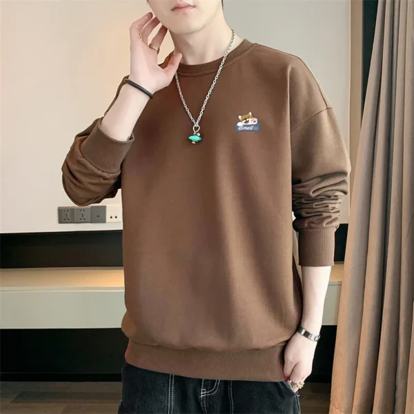 New Autumn and Spring Long sleeved T-shirt for Men's Sweater Underlay Shirt for Men's Round Neck Pullover Sweater for Men