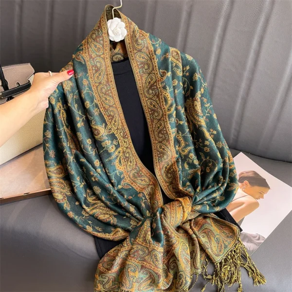 Luxury Brand Autumn Cashmere Pashmina Shawl Lady Wrap Warm Winter Scarves Design Print Female Foulard Cotton Stoles Scarf 2023 - Image 5