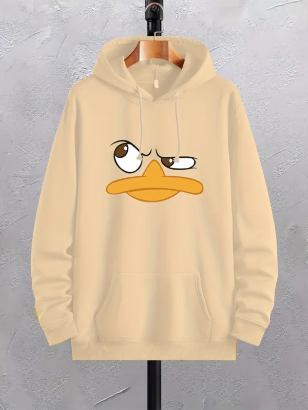 Cartoon Duck Print Hoodies For Men, Graphic Hoodie With Kangaroo Pocket, Comfy Loose Trendy Drawstring Hooded Pullover - Image 5