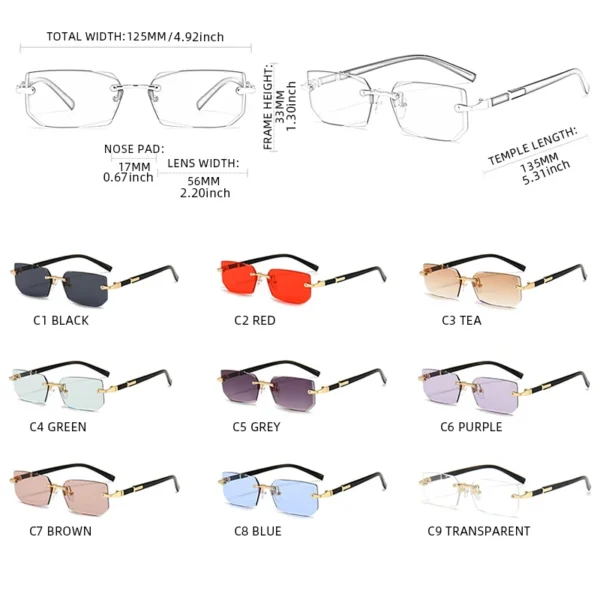 Fashion Rimless Sunglasses Men Women Populare Frameless Sun Glasses Male Female Classic Small Square Summer Traveling Shades - Image 6