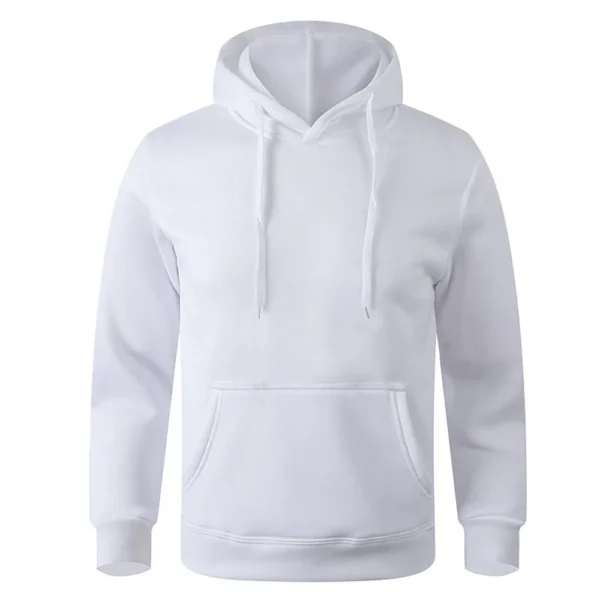 Men's Fleece Hoodies Streetwear Long Sleeve Sweatshirts Solid Color Casual Hooded Pullover Male Oversized Sportwear Hoodie - Image 3