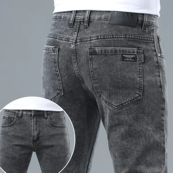 2024 New Classic Slim Korea Fashion Solid Color Simple Male Straight Skinny Denim Trousers Black Gray Men's Stretch Jeans