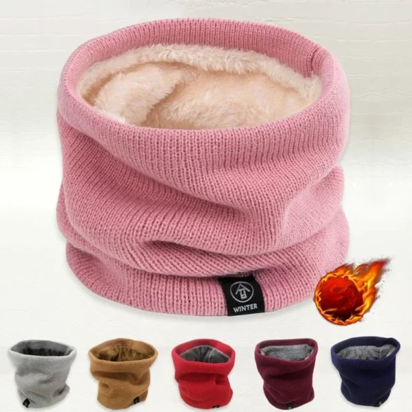 Warm Winter Ring Scarf Women Men Unisex Solid Plus Velvet Knitted Full Face Mask Snood Neck Scarves Bufanda Thick Muffler - Image 2