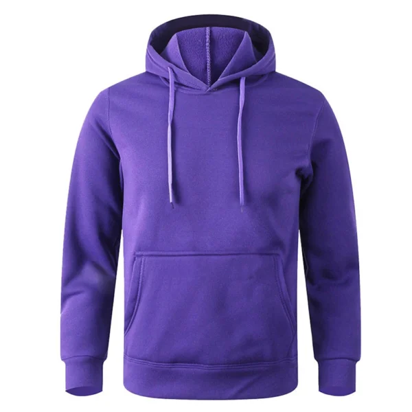 Men's Fleece Hoodies Streetwear Long Sleeve Sweatshirts Solid Color Casual Hooded Pullover Male Oversized Sportwear Hoodie - Image 5