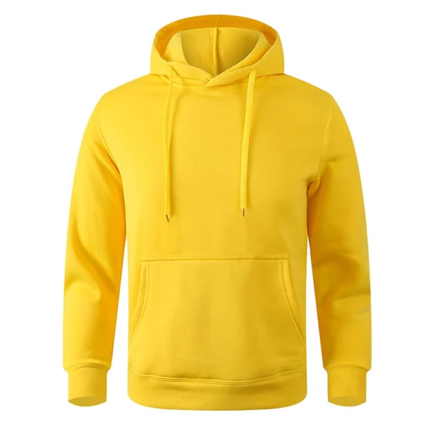 Men's Fleece Hoodies Streetwear Long Sleeve Sweatshirts Solid Color Casual Hooded Pullover Male Oversized Sportwear Hoodie - Image 4